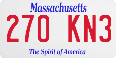 MA license plate 270KN3