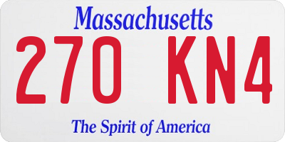 MA license plate 270KN4