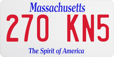 MA license plate 270KN5