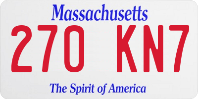 MA license plate 270KN7