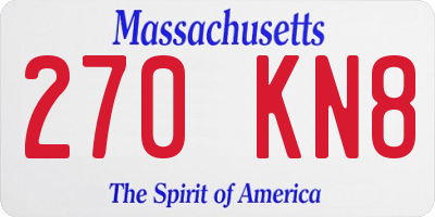 MA license plate 270KN8