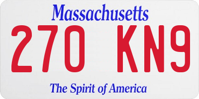 MA license plate 270KN9