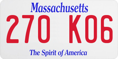 MA license plate 270KO6