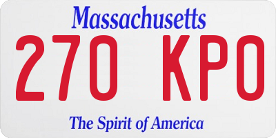 MA license plate 270KP0