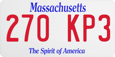 MA license plate 270KP3