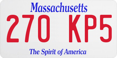 MA license plate 270KP5