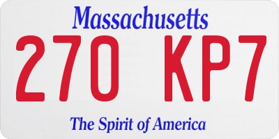 MA license plate 270KP7