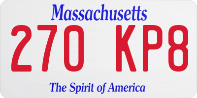 MA license plate 270KP8