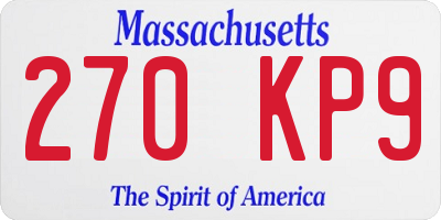 MA license plate 270KP9