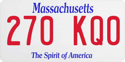 MA license plate 270KQ0