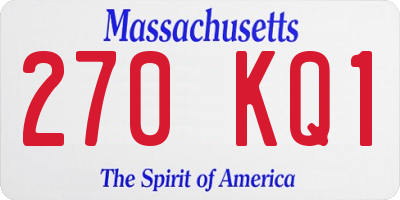 MA license plate 270KQ1