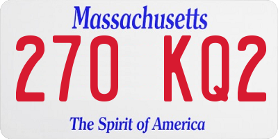 MA license plate 270KQ2