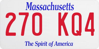 MA license plate 270KQ4