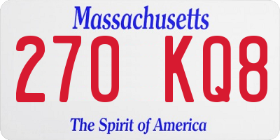 MA license plate 270KQ8