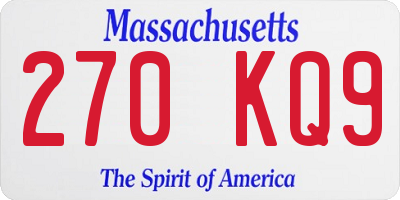 MA license plate 270KQ9