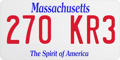 MA license plate 270KR3