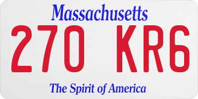 MA license plate 270KR6