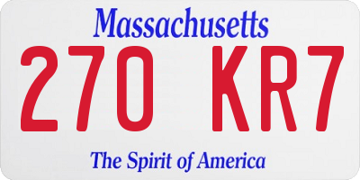 MA license plate 270KR7