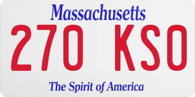 MA license plate 270KS0