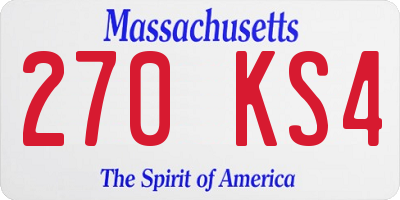 MA license plate 270KS4