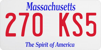 MA license plate 270KS5