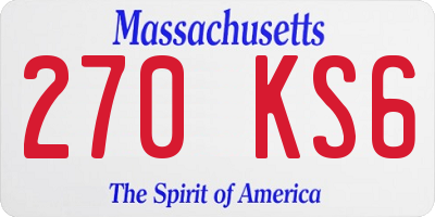 MA license plate 270KS6