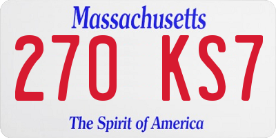 MA license plate 270KS7