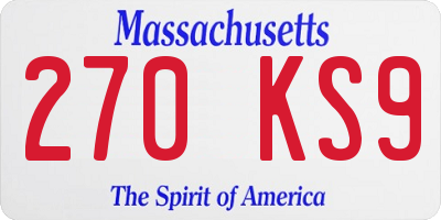 MA license plate 270KS9