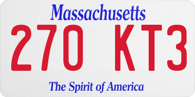MA license plate 270KT3