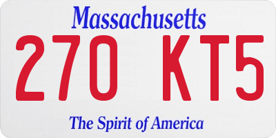 MA license plate 270KT5