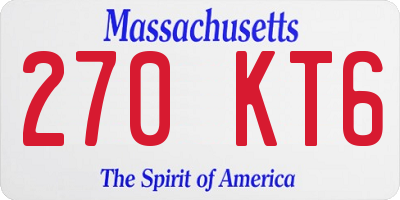 MA license plate 270KT6