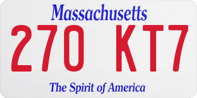 MA license plate 270KT7