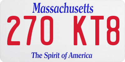 MA license plate 270KT8