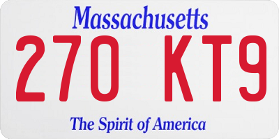 MA license plate 270KT9