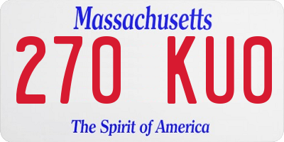 MA license plate 270KU0