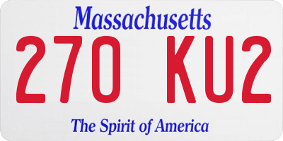 MA license plate 270KU2