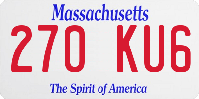 MA license plate 270KU6