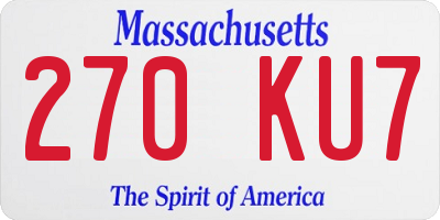 MA license plate 270KU7