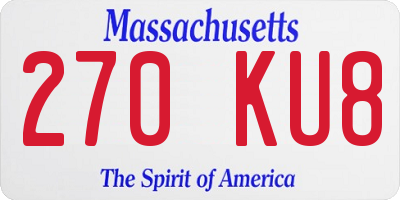MA license plate 270KU8