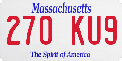 MA license plate 270KU9