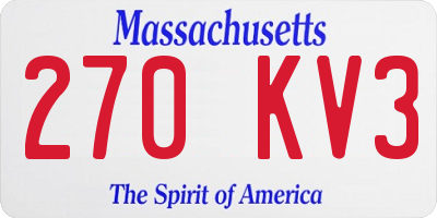 MA license plate 270KV3