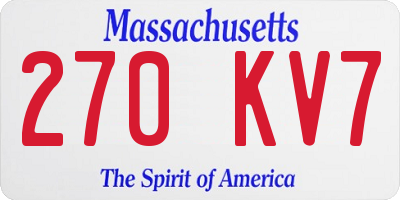 MA license plate 270KV7