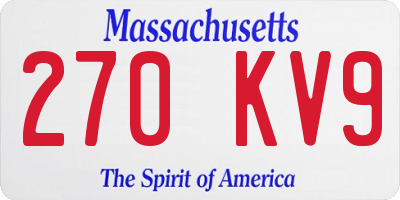 MA license plate 270KV9