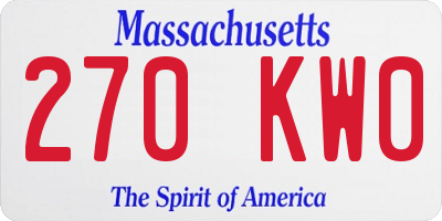 MA license plate 270KW0