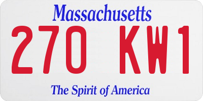 MA license plate 270KW1