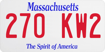 MA license plate 270KW2