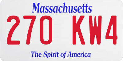 MA license plate 270KW4