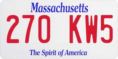 MA license plate 270KW5