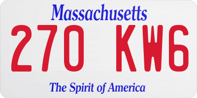 MA license plate 270KW6