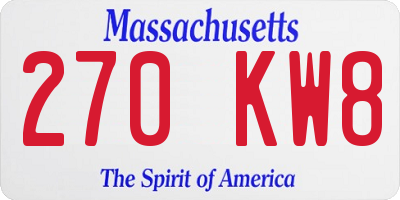 MA license plate 270KW8